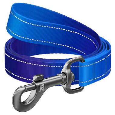 Повідець для собак нейлоновий WAUDOG Nylon Mono, світловідбивний, S, Ш 15 мм, Дов 122 см синій 521712 фото №2