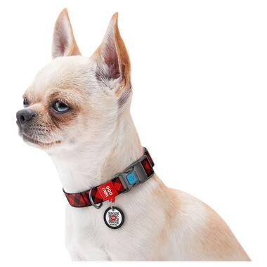 Нашийник для собак нейлоновий WAUDOG Nylon з QR паспортом, малюнок Шотландка червона, пластиковий фастекс, Ш 20 мм, Дов 28-40 см 4688 фото №3