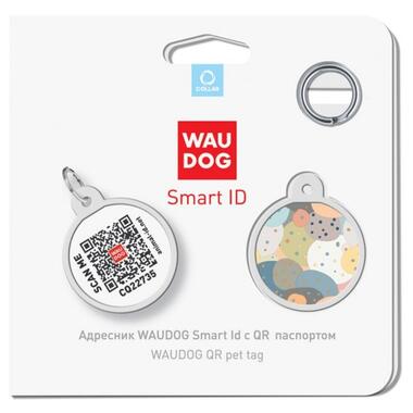 Адресник для собак та котів металевий WAUDOG Smart ID з QR паспортом, малюнок Абстракція, коло, Д 25 мм (0625-0219) (4823089331171) фото №4