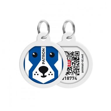 Адресник для собак та котів металевий WAUDOG Smart ID c QR паспортом, малюнок Патрон, коло, Д 25 мм (625-4025) (4823089356624) фото №1