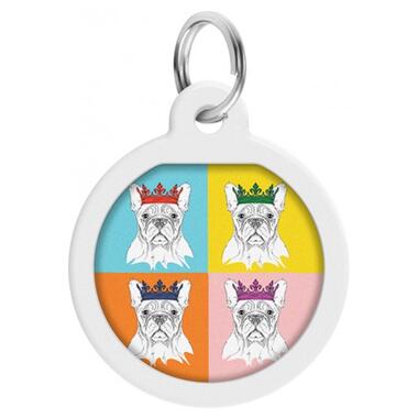 Адресник для собак та котів металевий WAUDOG Smart ID з QR паспортом, малюнок Французький бульдог, коло, Д 25 мм (0625-0209) (4823089329956) фото №1