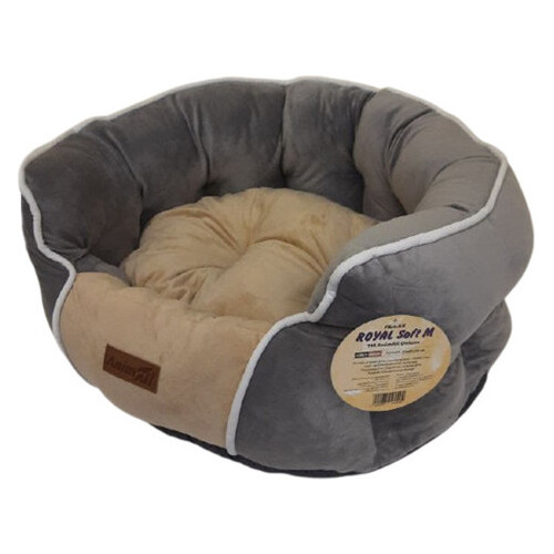 Лежанка AnimAll Royal Soft M GREY - BEIGE для собак і кішок сіро-бежевий 53x47x21 см (143391) фото №1