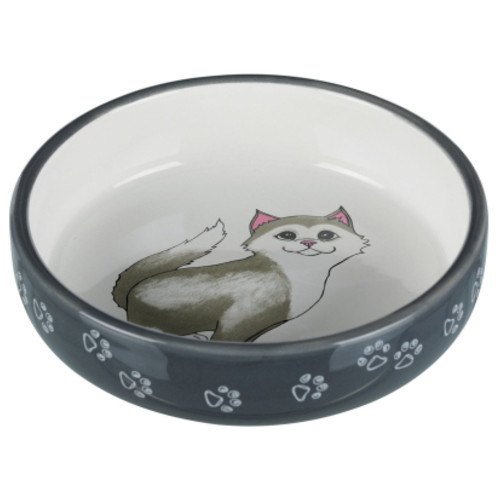 Посуд для кішок Trixie Миска для короткомордих порід кішок 300 мл/15 см сіра (4011905247847) фото №1