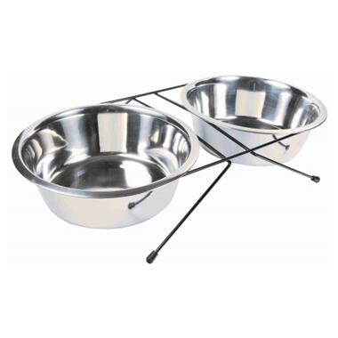 Посуд для собак Trixie низька підставка з мисками 2.8 л/24 см (4011905248349) фото №1