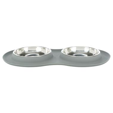 Посуд для котів Trixie Миска подвійна 2х300 мл/16 см (сіра) (4011905249810) фото №1