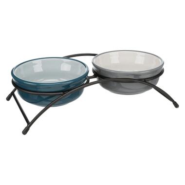 Посуд для котів Trixie підставка з мисками 250 мл/13 см (морська хвиля) (4047974245354) фото №1
