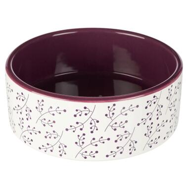 Посуд для собак Trixie Миска керамічна 300 мл/12 см (біла/ягідна) (4011905251233) фото №1