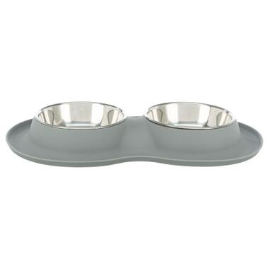 Посуд для собак Trixie Миска металева подвійна 2х400 мл/16 см (сіра) (4011905249834) фото №2