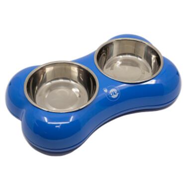 Посуд для собак KIKA Миска BONE SHAPE подвійна M синя (SDML991082AMM) фото №1