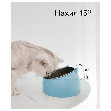 Миска для тварин котів і собак Semi з нахилом 15 16 см діаметр площини Блакитний фото №3