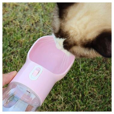 Пляшка-поілка Semi для собак кішок з пакетами та лопаткою 2 отделения 255 мл + 200 мл Pink фото №2