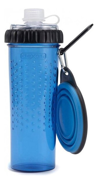 Бутылка двойная Dexas Snack-DuO под жидкость и корм со складной миской 720мл голубая 0084297308933 (PW4504322194) фото №1