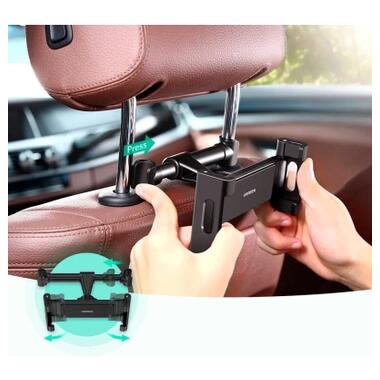 Универсальный автодержатель Ugreen LP160 Car Headrest Mount Holder Black (60108) фото №5
