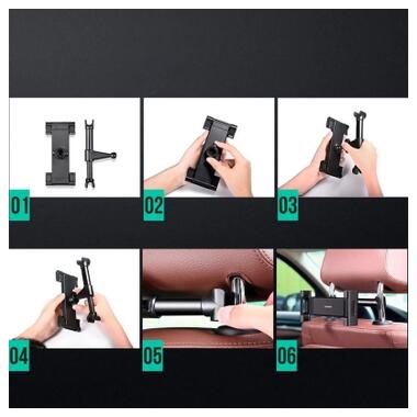 Универсальный автодержатель Ugreen LP160 Car Headrest Mount Holder Black (60108) фото №8