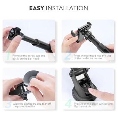 Универсальный автодержатель Ugreen LP200 Gravity Phone Holder with Suction Cup Black (60990B) фото №3