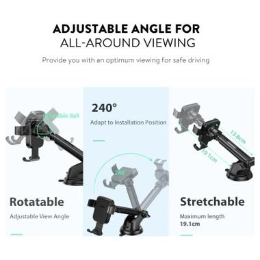 Универсальный автодержатель Ugreen LP200 Gravity Phone Holder with Suction Cup Black (60990B) фото №4