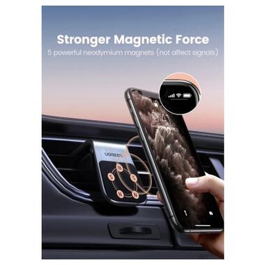 Универсальный автодержатель Ugreen LP290 Waterfall-Shaped Magnetic Phone Holder Black (80712B) фото №2