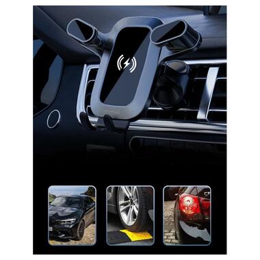 Автодержатель для смартфона с БЗУ WUW Z29 Black (6972573336258) фото №5