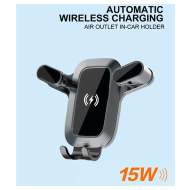 Автодержатель для смартфона с БЗУ WUW Z29 Black (6972573336258) фото №6