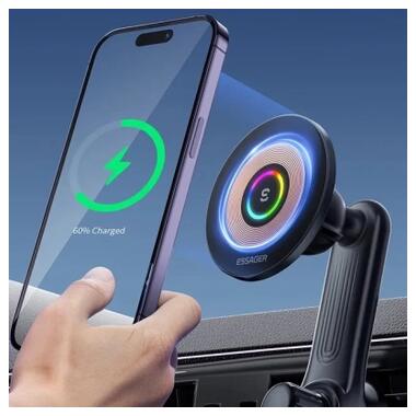 Универсальный автодержатель Essager Arpege 15W Magnetic Wirless Car Charger with Phone Holder Function (Rotate Version) Black (EZJCX-GY01B-Z) фото №6