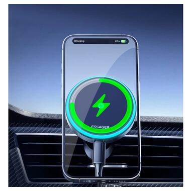 Универсальный автодержатель Essager Element magnetic wireless charging car bracket outlet+paste mode (EZJCX-YS01-Z) фото №7