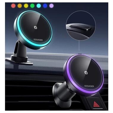 Универсальный автодержатель Essager Element magnetic wireless charging car bracket outlet+paste mode (EZJCX-YS01-Z) фото №8