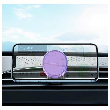 Автомобільний тримач холдер для телефону Hoco Crystal magnetic Car holder (air outlet) H1 фіолетовий фото №3