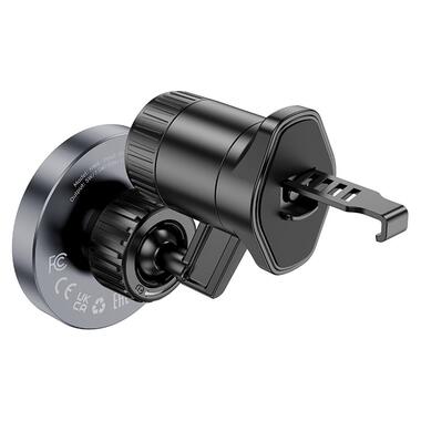 Автотримач з БЗП Hoco HW6 Vision metal magnetic (air outlet) Black / Metal gray фото №5