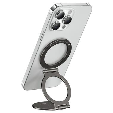 Автомобильный держатель для телефона HOCO H102 Whale magnetic ring holder(multi-scene) Metal Grey (6942007674478) фото №4