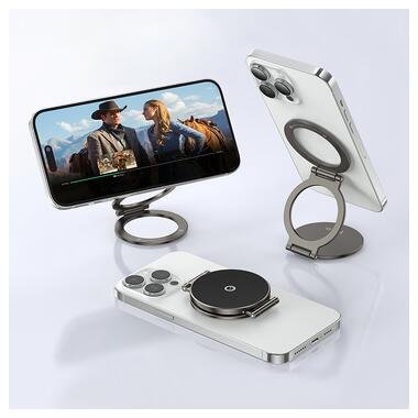 Автомобильный держатель для телефона HOCO H102 Whale magnetic ring holder(multi-scene) Metal Grey (6942007674478) фото №9