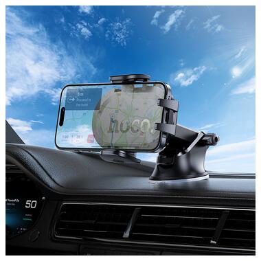 Автомобильный держатель для телефона HOCO H54 Brusco ultra-thin push-type car holder(center console) Black (6942007630559) фото №8