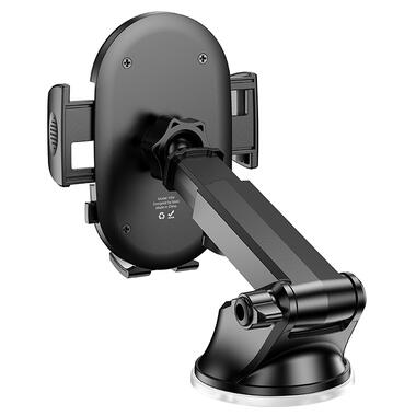 Автомобильный держатель для телефона HOCO H54 Brusco ultra-thin push-type car holder(center console) Black (6942007630559) фото №7