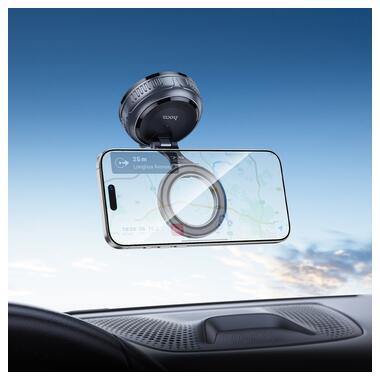Автомобильный держатель для телефона HOCO H92 High vacuum suction cup magnetic holder(universal) Black Metal Gray (6942007663861) фото №7
