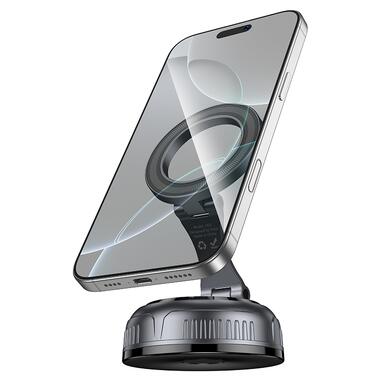 Автомобильный держатель для телефона HOCO H92 High vacuum suction cup magnetic holder(universal) Black Metal Gray (6942007663861) фото №4