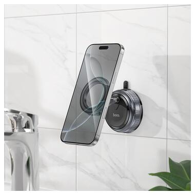 Автомобильный держатель для телефона HOCO H92 High vacuum suction cup magnetic holder(universal) Black Metal Gray (6942007663861) фото №8