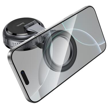 Автомобильный держатель для телефона HOCO H92 High vacuum suction cup magnetic holder(universal) Black Metal Gray (6942007663861) фото №3