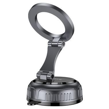 Автомобильный держатель для телефона HOCO H92 High vacuum suction cup magnetic holder(universal) Black Metal Gray (6942007663861) фото №5