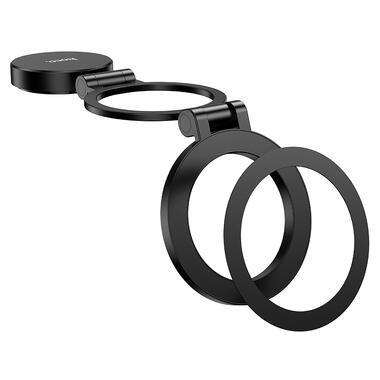Автодержатель для телефона HOCO H98 Rider folding Ring Magnetic Car holder(center console) Black (6942007673037) фото №4