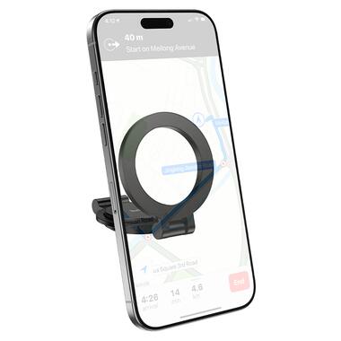 Автодержатель для телефона HOCO H98 Rider folding Ring Magnetic Car holder(center console) Black (6942007673037) фото №3