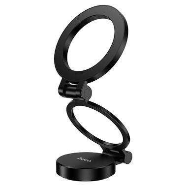 Автодержатель для телефона HOCO H98 Rider folding Ring Magnetic Car holder(center console) Black (6942007673037) фото №1