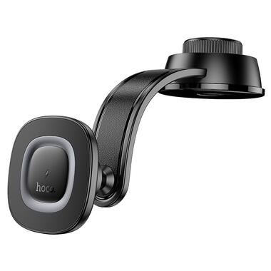 Автодержатель для телефона з БЗП HOCO HW31 Crown magnetic wireless charging car holder(center console) Black Metal Gray (6942007646932) фото №1
