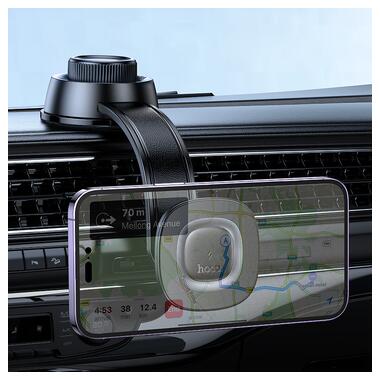 Автодержатель для телефона з БЗП HOCO HW31 Crown magnetic wireless charging car holder(center console) Black Metal Gray (6942007646932) фото №8