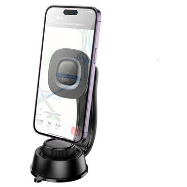 Автодержатель для телефона з БЗП HOCO HW31 Crown magnetic wireless charging car holder(center console) Black Metal Gray (6942007646932) фото №4