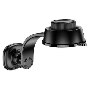 Автодержатель для телефона з БЗП HOCO HW31 Crown magnetic wireless charging car holder(center console) Black Metal Gray (6942007646932) фото №7