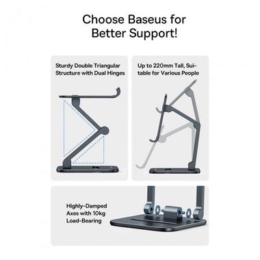 Підставка для планшета Baseus Biaxial Foldable Metal Stand (LUSZ000113) Grey фото №7