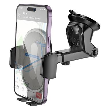 Автодержатель для телефона BOROFONE BH134 Rio push-type car holder (center console) Black (6941991120671) фото №5