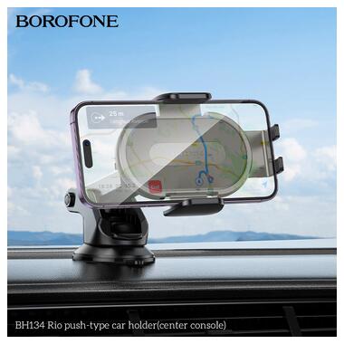 Автодержатель для телефона BOROFONE BH134 Rio push-type car holder (center console) Black (6941991120671) фото №7