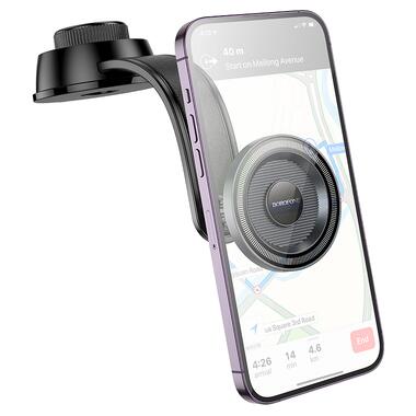 Автодержатель для телефона BOROFONE BH123 Profit magnetic car holder(center console) black metal gray (6941991118715) фото №3