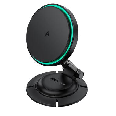 Автодержатель для телефона с БЗП ACEFAST D65 magnetic folding wireless charging car holder Black (6974316286349) фото №1