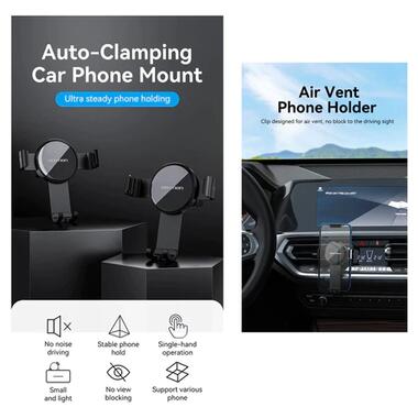 Автоутримувач для телефону Vention Auto-Clamping Car Phone Mount With Duckbill Clip Black (KCSB0) фото №5